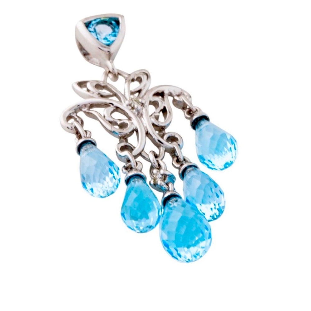 PENDENT IN 14K WHITE GOLD WITH BLUE TOPAZ
